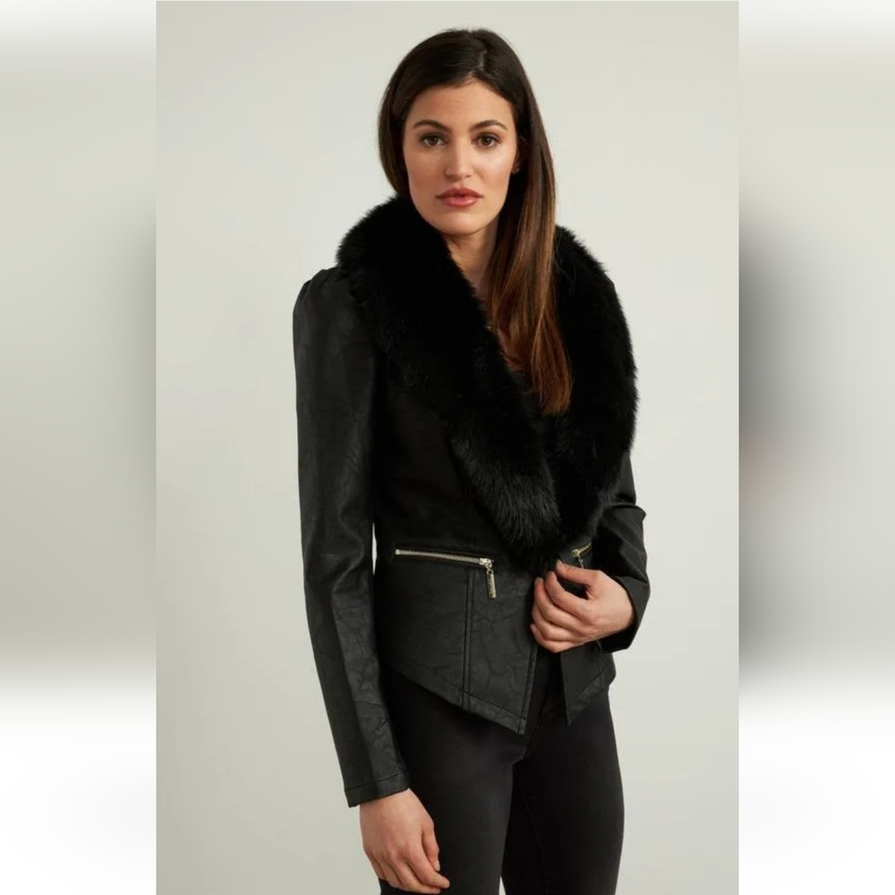 Black Faux Fur Collar Jacket